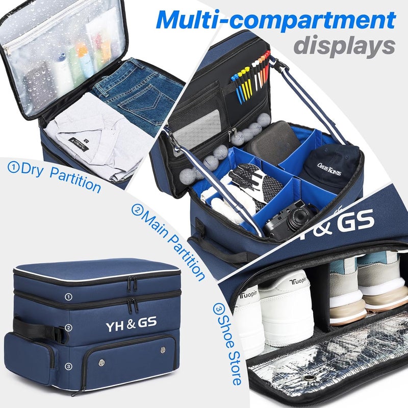 GOTECH Golf Trunk Organizer, 3 Layer Golf Accessories for Men, 2 Pair Shoes Separate Ventilated Compartment Golf Organizer for Car, Balls, Clothes, Gloves, Accessories Golf Gifts (Add shoulder straps) - Image 3